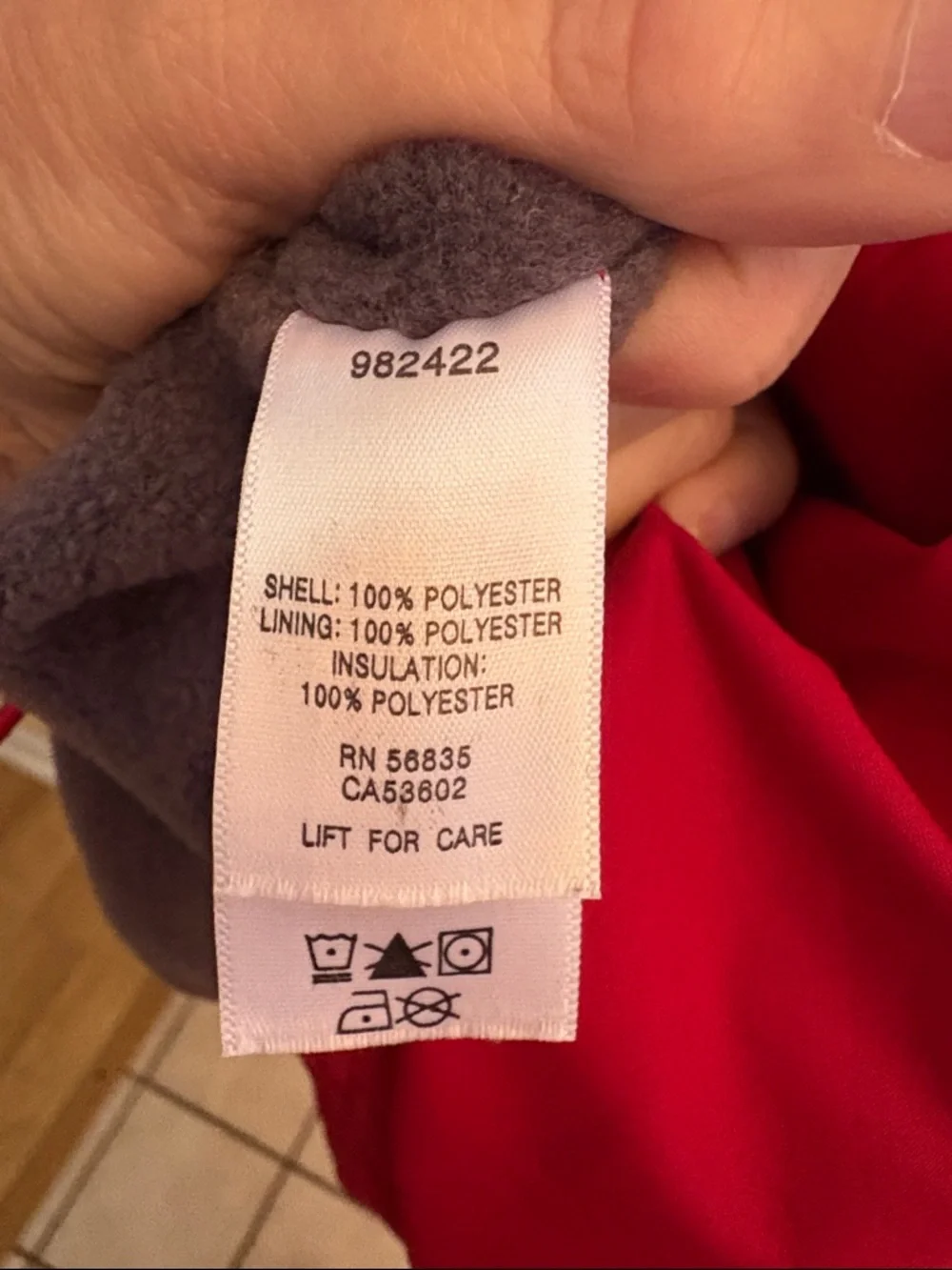 Cabela’s men’s XL Red and Gray Hooded fleece-lined full-zip jacket.